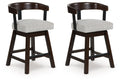 Haddigan - Upholstered Swivel Barstool (Set of 2) - Dark Brown
