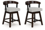 Haddigan - Upholstered Swivel Barstool (Set of 2) - Dark Brown