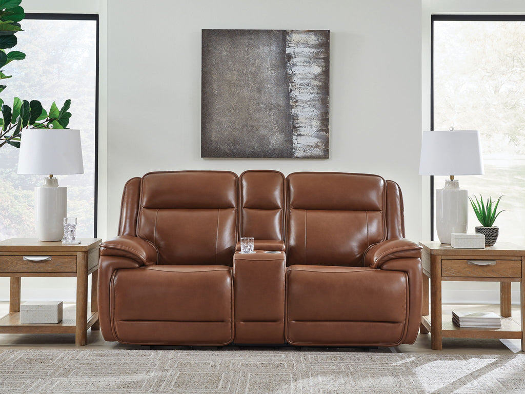 Healy Pier - Power Reclining Loveseat With Console / Adj Headrest - Chocolate