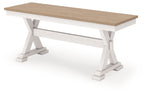 Purlaney - Large Dining Room Bench - Antique White / Natural