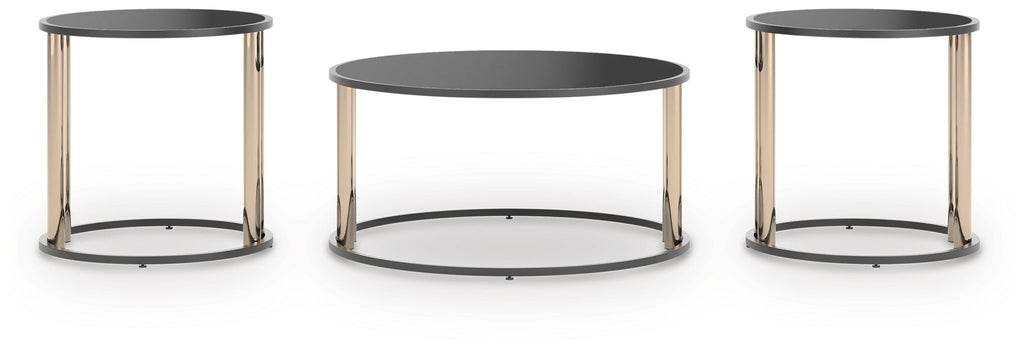 Hannerly - Occasional Table Set (Set of 3) - Black / Gold Finish