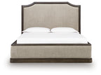 Wickenger - King Upholstered Panel Bed - Dark Brown