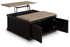 Rylandyn - Lift Top Cocktail Table - Black / Light Brown