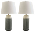 Afener - Ceramic Table Lamp (Set of 2) - Blue / Beige