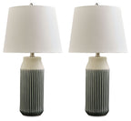 Afener - Ceramic Table Lamp (Set of 2) - Blue / Beige