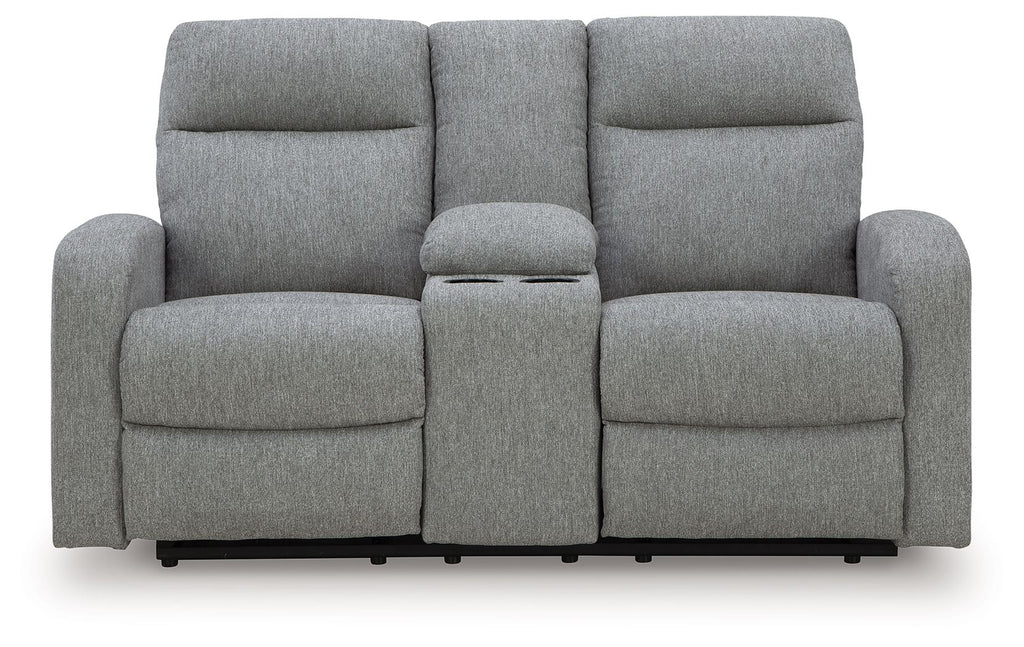 Gauntlet - Double Recline Loveseat With Console - Sterling