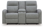 Gauntlet - Double Recline Loveseat With Console - Sterling
