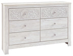 Paxberry - Dresser, Mirror - Medallion Drawer Pulls - Whitewash