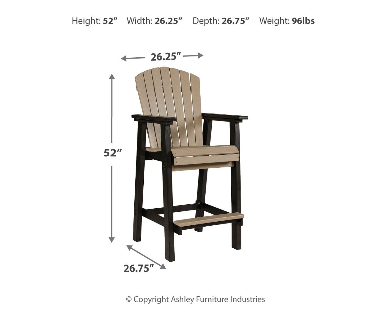 Fairen Trail - Tall Barstool (Set of 2) - Black / Driftwood