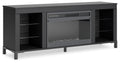 Cayberry - TV Stand With Fireplace - Black