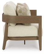 Serene Bay - Loveseat With Cushion - Dark Brown / White