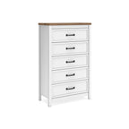 Kerisden - Five Drawer Chest - White / Brown