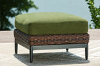 Horizon Hall - Ottoman With Cushion - Brown / Green