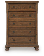 Zackaryn - Five Drawer Chest - Warm Brown