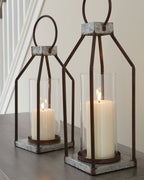 Diedrick - Lantern Set (Set of 2) - Gray / Black