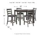 Bridson - Square Counter TBL Set (Set of 5) - Gray