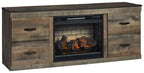 Trinell - TV Stand With Electric Fireplace - Brown
