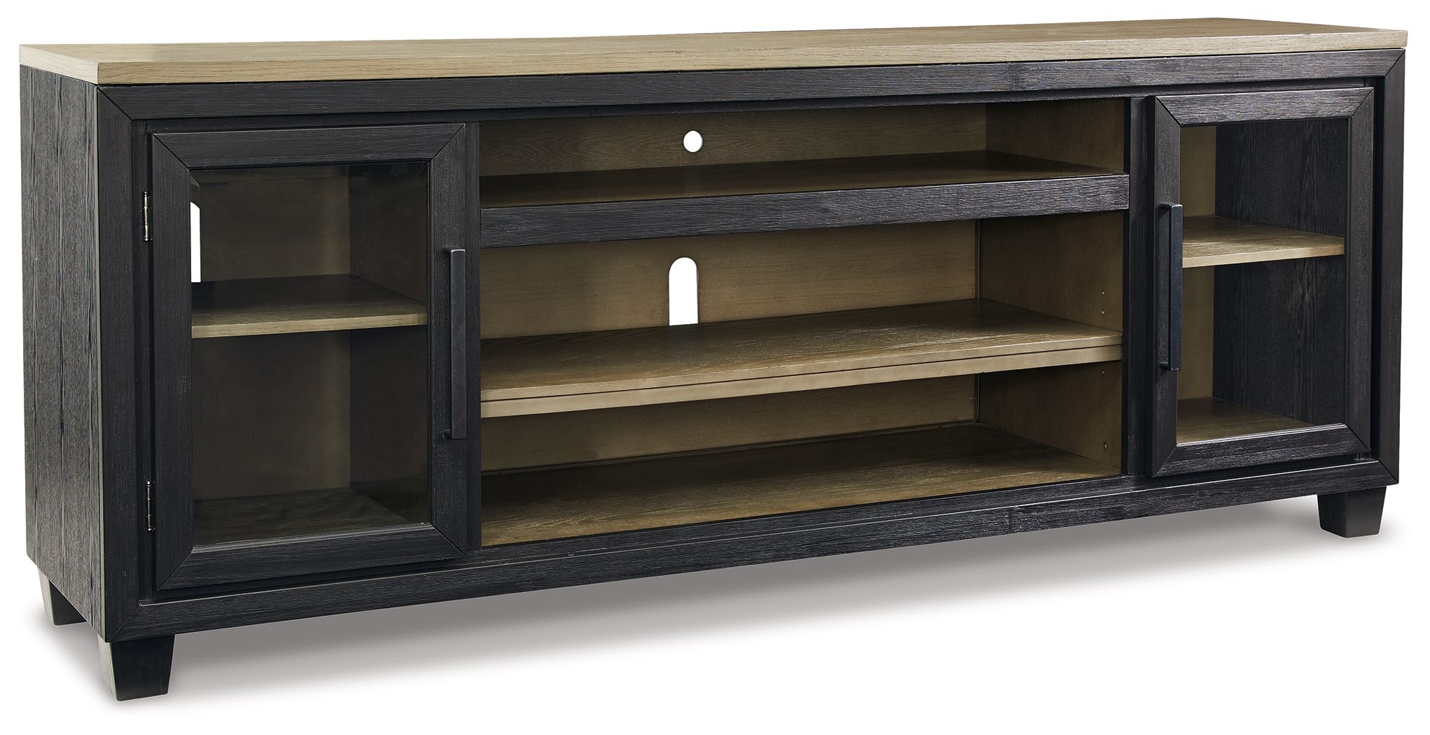 Foyland - XL TV Stand w/Fireplace Option - Black / Brown
