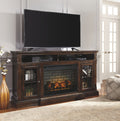 Roddinton - 2 Pc. - 74" TV Stand with Electric Infrared Fireplace Insert - Dark Brown