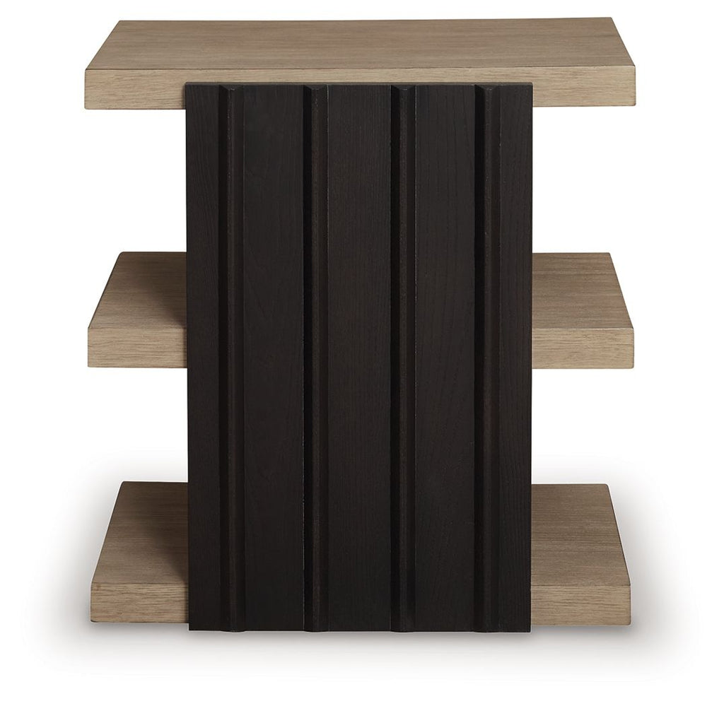 Rylandyn - Rectangular End Table - Black / Light Brown