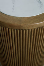 Camdill - Round End Table - Light Brown / White