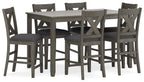 Caitbrook - Rect Drm Counter Table Set (Set of 7) - Gray