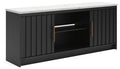 Cadmori - XL TV Stand With Fireplace Option - Black / White