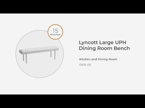 Lyncott - Large Upholstered Dining Room Bench - Gray / Brown