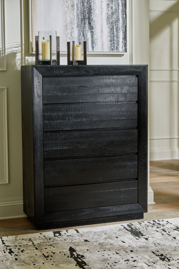 Londer - Black - Five Drawer Chest - Image 3