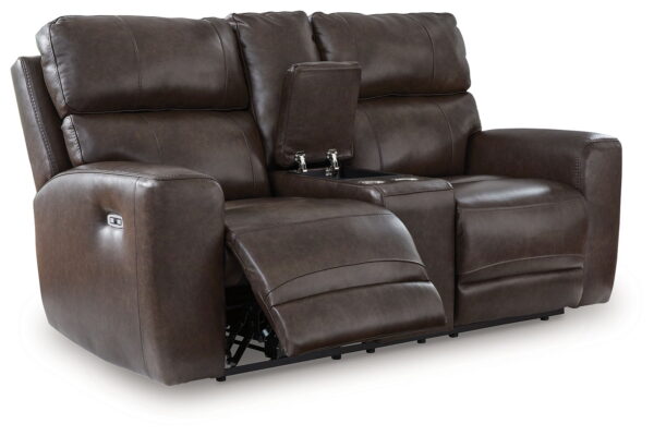 Crossplex - Smoke - Power Reclining Loveseat / Console / Adjustable Headrest - Image 4