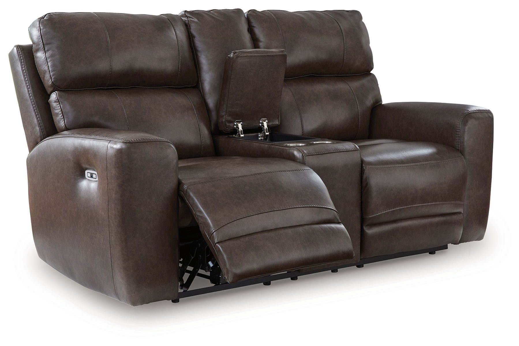 Crossplex - Smoke - Power Reclining Loveseat / Console / Adjustable Headrest - Image 4