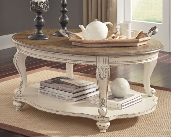 Realyn - White / Brown - Oval Cocktail Table - Image 2