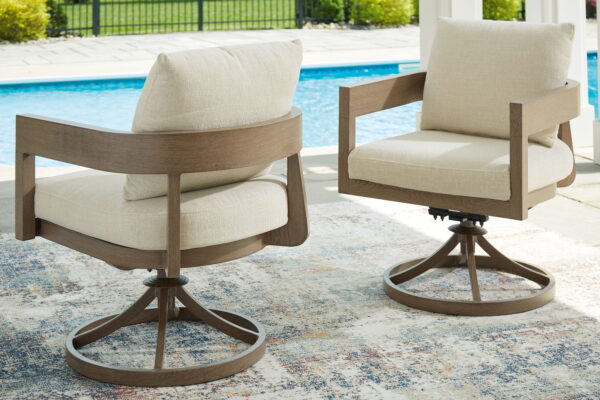Serene Bay - Dark Brown / White - Swivel Chair With Cushion (Set of 2) - Image 4