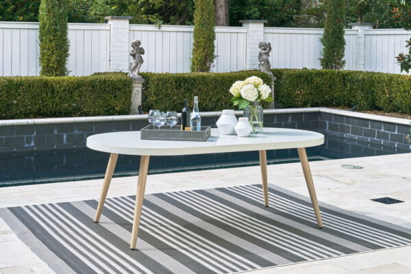 Seton Creek - White - Oval Dining Table With Umb Opt - Image 3