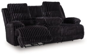 Rhine Falls - Onyx - Reclining Power Sofa With Drop Down Table