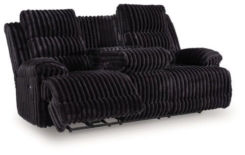 Rhine Falls - Onyx - Reclining Power Sofa With Drop Down Table
