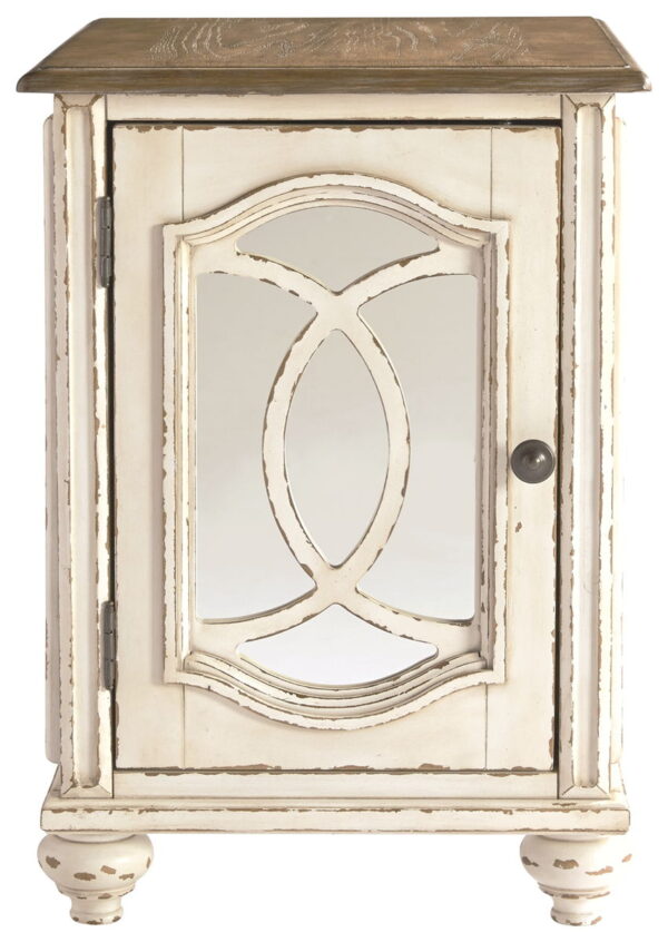 Realyn - White / Brown - Chair Side End Table - Insert Mirror - Image 3