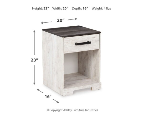 Shawburn - White / Black / Gray - One Drawer Night Stand - Open Cubby - Image 4