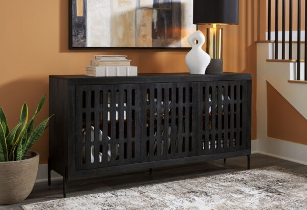 Vallisburg - Black / Natural - Accent Cabinet - Image 3