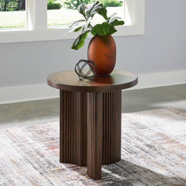 Korestone - Dark Brown - Round End Table - Image 2