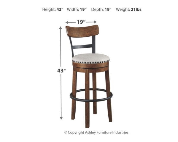 Valebeck - Tall Upholstered Swivel Barstool - Image 4