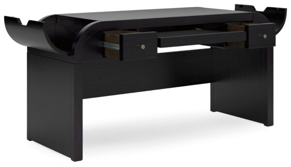 Rowanbeck - Black - 3 Pc. - Home Office Desk, Chair, Bookcase - Image 4