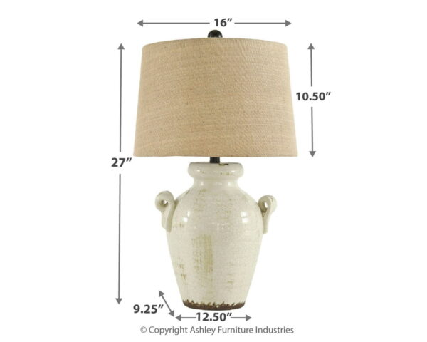 Emelda - Cream - Ceramic Table Lamp - Image 3
