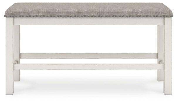 Robbinsdale - Antique White - Dbl Counter Height Upholstered Dining Bench - Image 3
