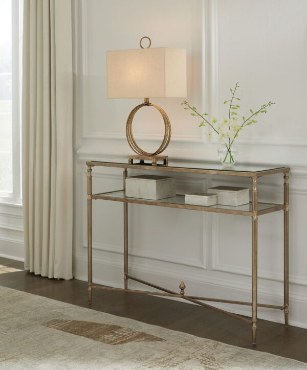 Cloverty - Aged Gold Finish - Sofa Table - Image 2