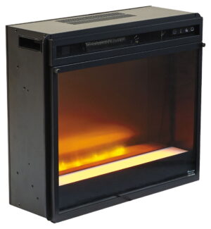 Entertainment Accessories - Black - Fireplace Insert Glass/Stone