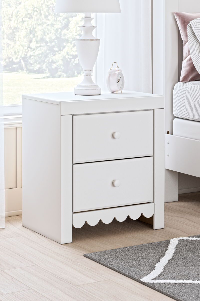 Mollviney - White - Two Drawer Night Stand - Image 2