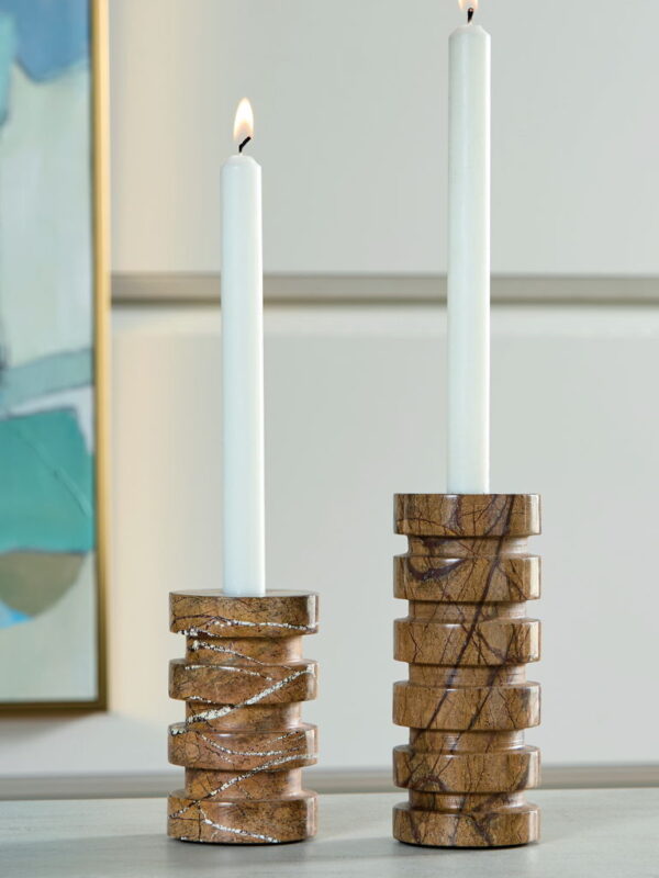 Emsleyfield - Tan - Candle Holder Set (Set of 2) - Image 4