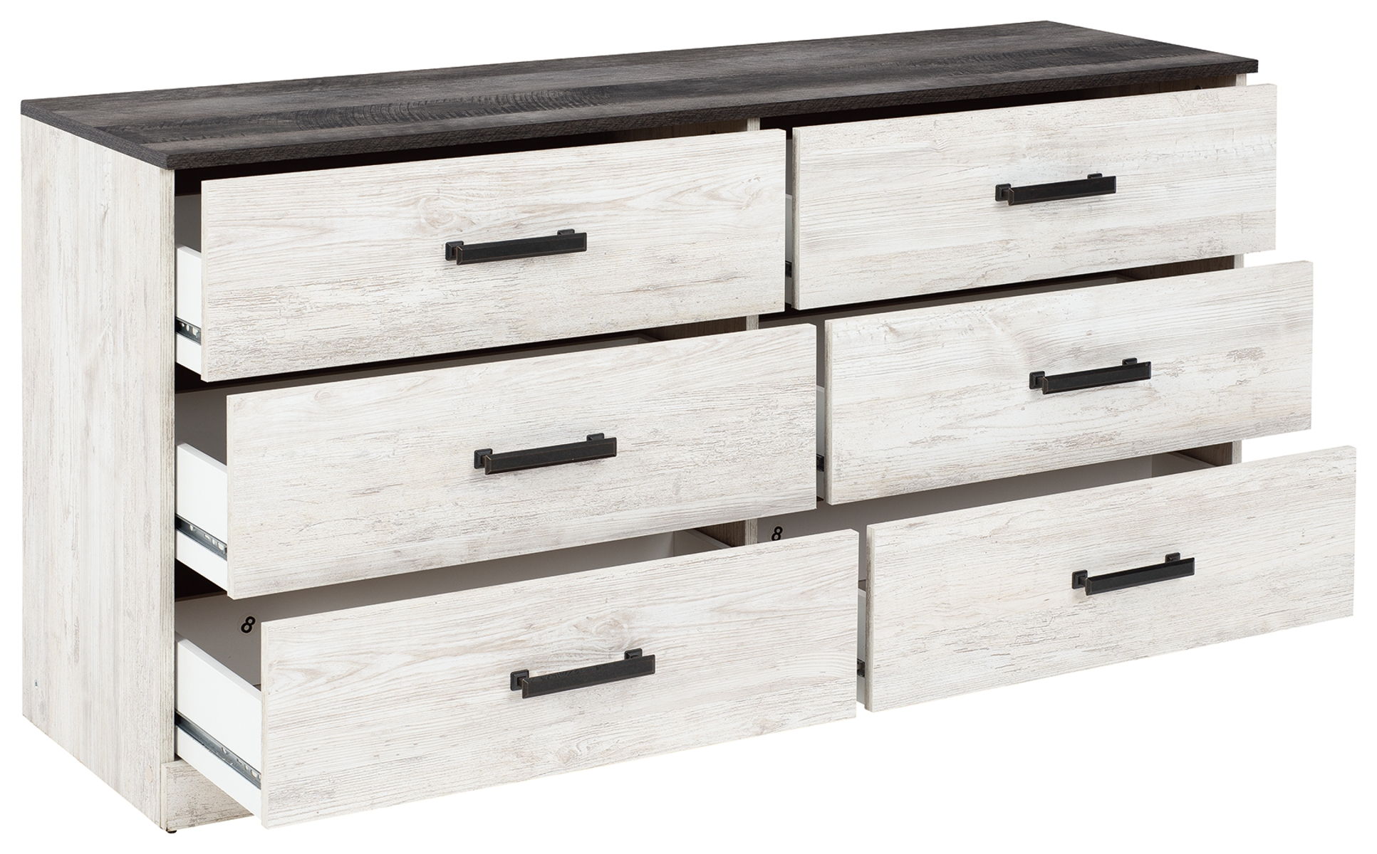 Shawburn - White / Black / Gray - Six Drawer Dresser - Pewter-tone pulls - Image 3