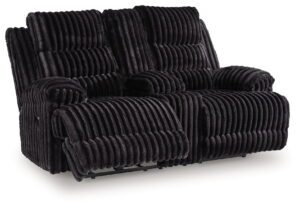 Rhine Falls - Onyx - Double Reclining Power Loveseat With Console